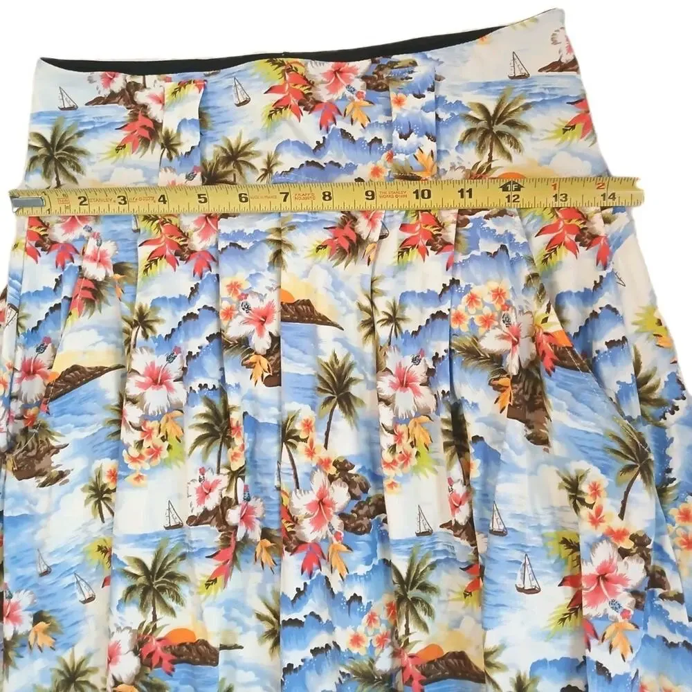 Lynt California UV‎ Protect Maxi Swing Skirt Sz M Blue Tropical Island Vacation